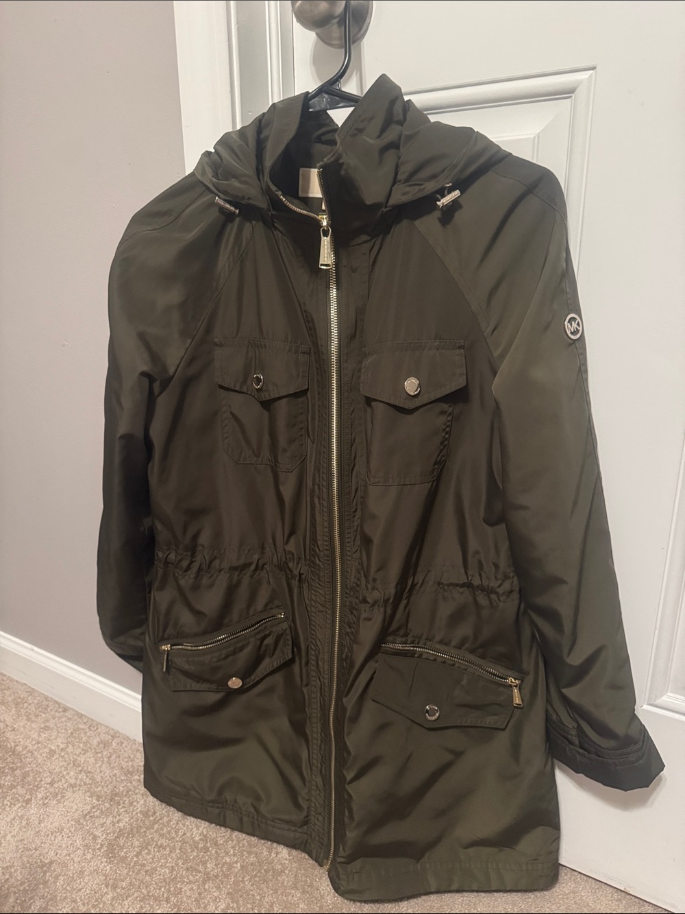 Michael Kors Dark Olive Hooded Field Jacket, size small